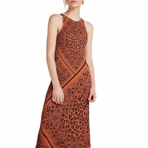 FARM Rio Brown/Black Paisley Pattern Midi dress (Small, worn once)